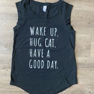 Black Sleeveless Graphic Tank Top